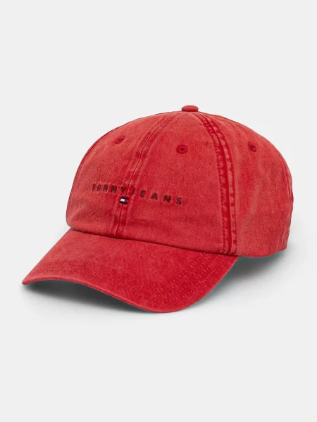 Шапка с козирка Tommy Jeans с апликация червено