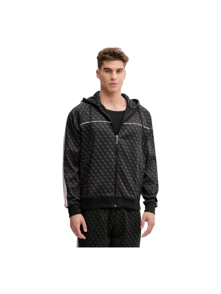 Guess bluza PARIMO z kapturem wzorzysta czarny