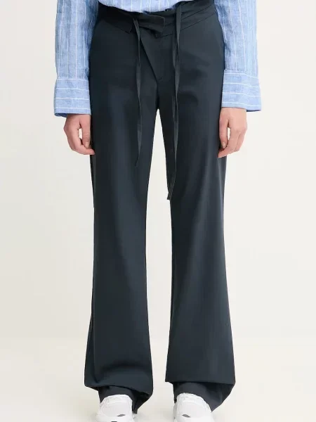 Ottolinger spodnie Double Fold proste high waist granatowy