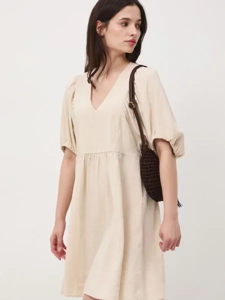 Medicine sukienka oversize z lnem beżowa