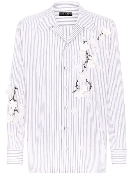 Cămașă cu flori Dolce & Gabbana cu model floral cu aplicații alb