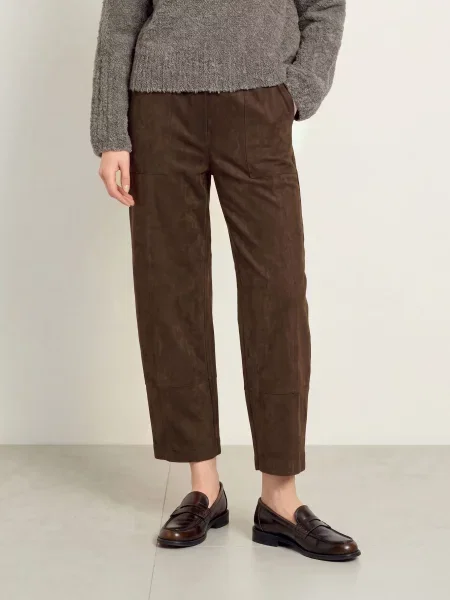Opus Pants Kalhoty Metta Cargo V Koženém Vzhledu tmavě hnědá