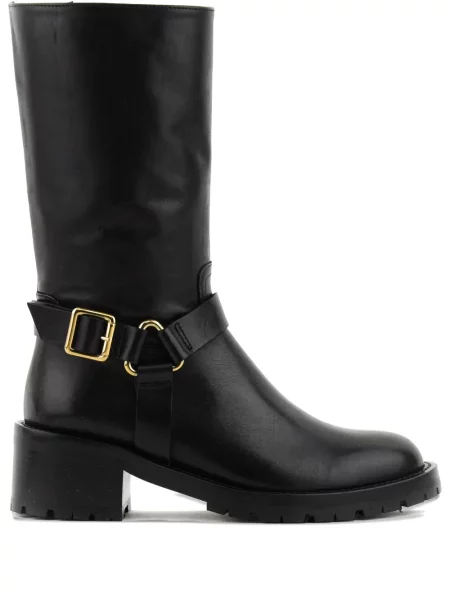 Botine Paul Warmer din piele cu cataramă cu bretele negru