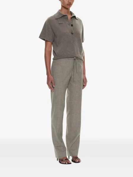 Scurt tricou polo Christopher Esber tricotate gri