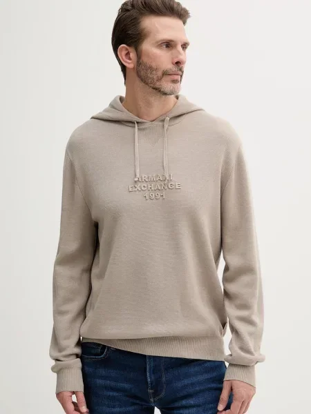 Вълнен пуловер Armani Exchange мъжки бежово