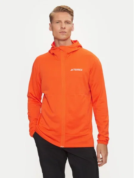 Суичър с качулка Adidas с качулка оранжево