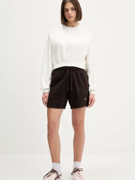 Однотонные шорты Adidas с высокой посадкой коричневые