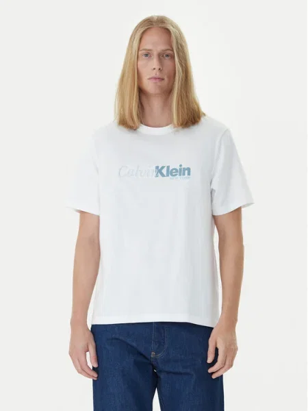 Calvin Klein Tričko modrosivá šedobiela biela