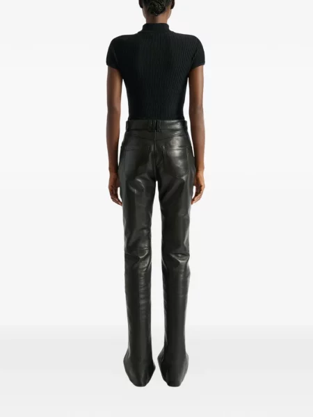 Pantaloni Balmain din piele negru