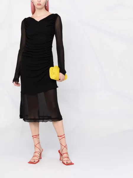 Rochie midi Ferragamo transparente până la genunchi de costum negru