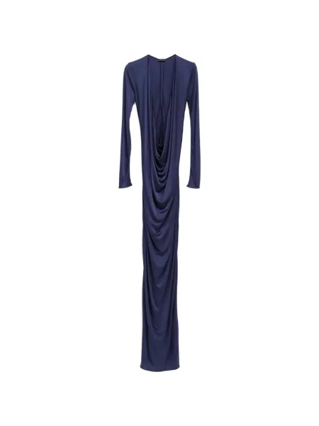 Rochie maxi Atlein cu decolteu în V drapată de costum albastru