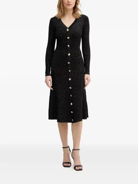 Rochie midi Guess cu decolteu în V negru