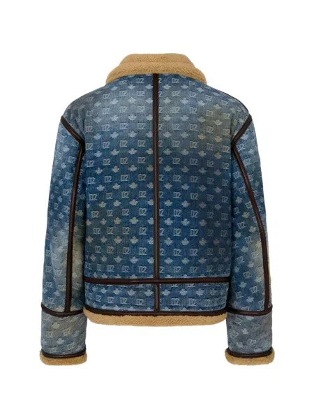 Geacă Dsquared2 din piele de oaie albastru