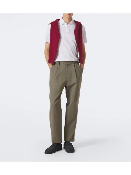 Tricou polo Kiton din jerseu alb