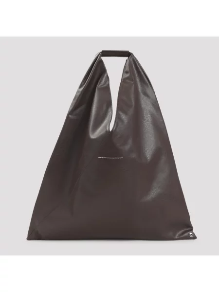 Lniana torebka Mm6 Maison Margiela klasyczna brązowa