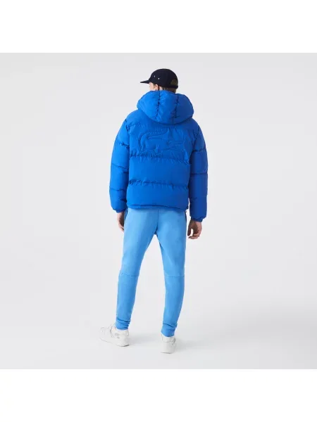 Lacoste Pikowana Wodoodporna Krótka Kurtka niebieska