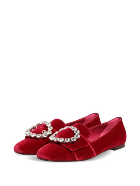 Bársony csatos hegyikristály loafer Dolce & Gabbana piros