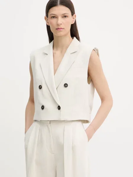 Marc O'Polo vestă cu două rânduri de pentru femei din vâscoză bej