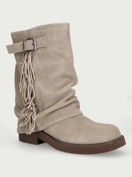Goe botine pentru femei din piele întoarsă bej