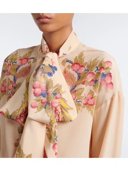 Bluză Etro de mătase cu model floral bej