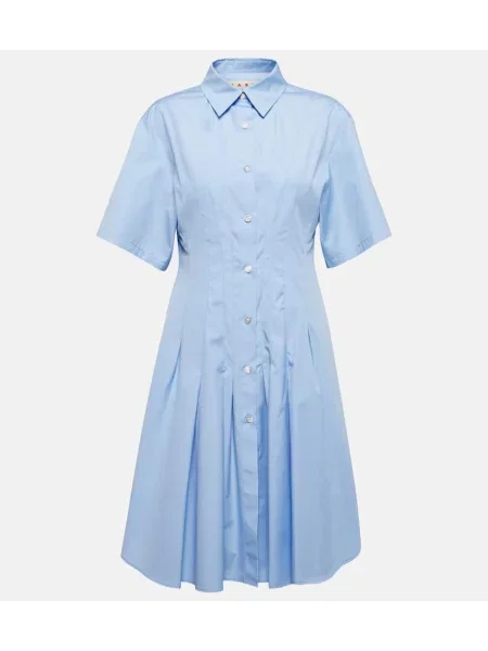Sukienka koszulowa Marni popelinowa garniturowa niebieska