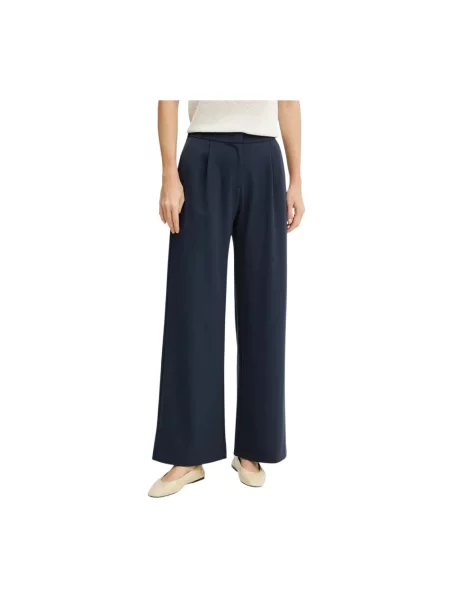 Patrizia Pepe spodnie granatowy szerokie high waist niebieskie