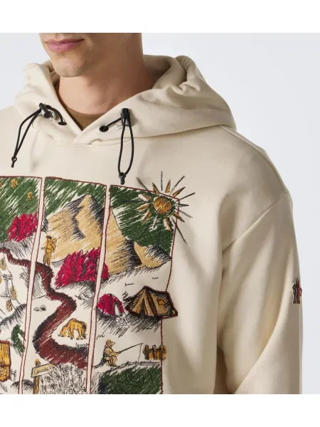 Hanorac cu glugă Moncler Grenoble cu imagine din jerseu
