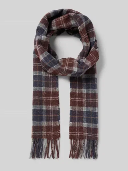 Barbour wełniany szalik Mężczyźni Sztuczne włókno czerwony|niebieski w kratkę ONE SIZE brązowa