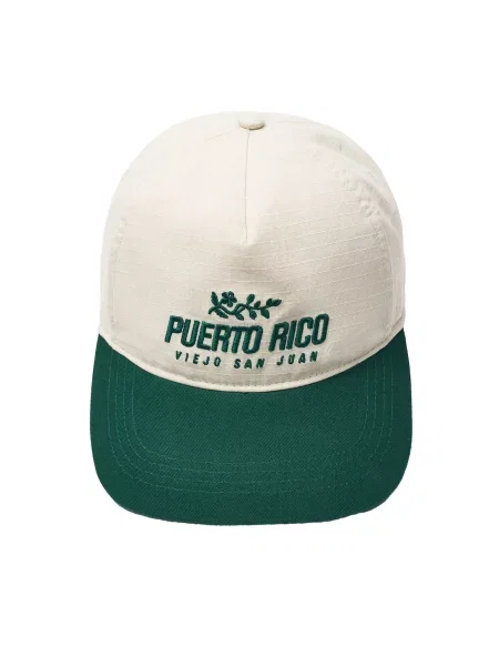 Pull&Bear Kšiltovka PUERTO RICO STWD krémová / smaragdová