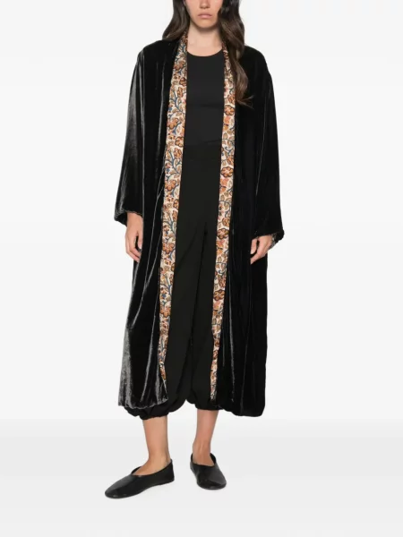 Geacă Why Ci de catifea cu model floral negru