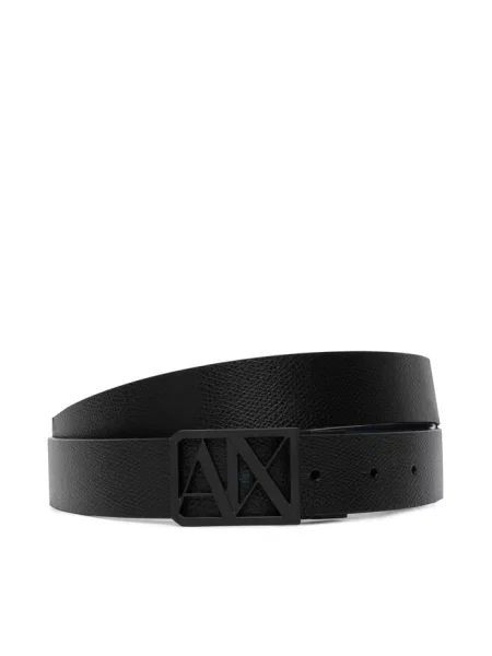 Armani Exchange pasek skórzany czarny