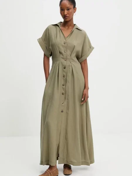 Answear Lab sukienka maxi rozkloszowana zielony