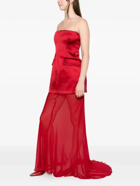 Rochie maxi Sportmax fără bretele roșu