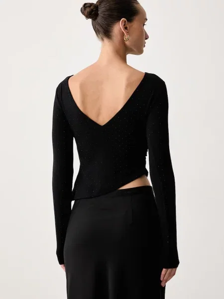 Tricou cu mânecă lungă Guess negru