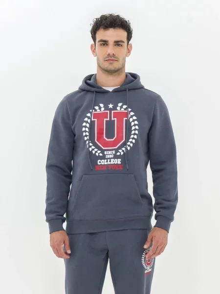 Худі Piazza Italia сіро-синій бавовна/поліестер синє