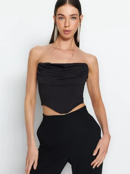 Pleten bandeau modrček Trendyol črna