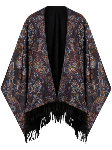 Geacă Etro de mătase cu imagine cu model paisley negru