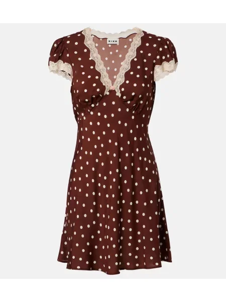 Rochie Rixo cu buline din dantelă maro