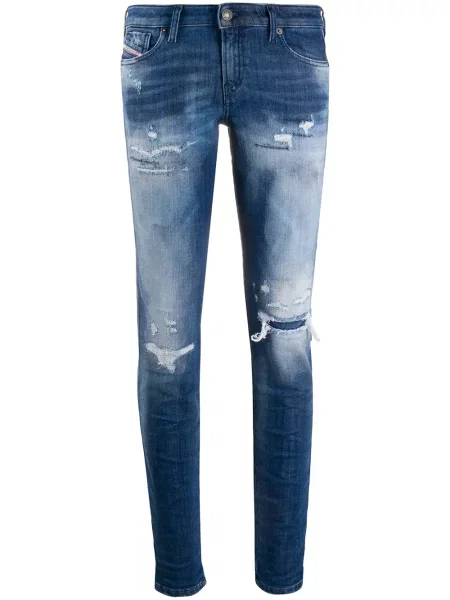 Blugi skinny Diesel cu talie joasă albastru