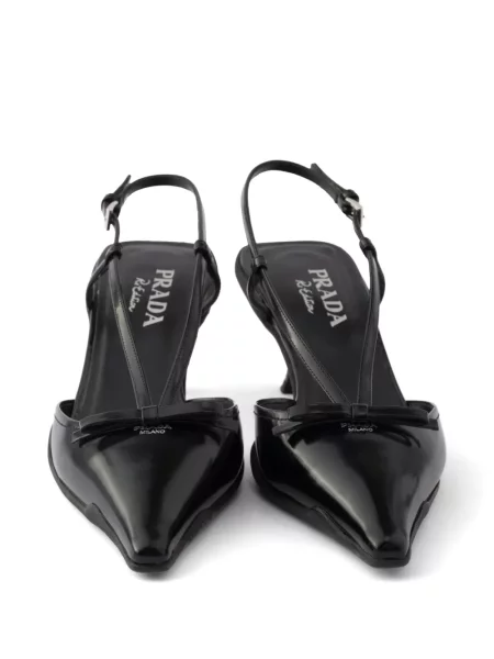 Pantofi cu toc Prada din piele slingback negru