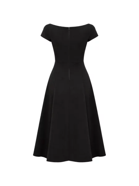 Rochie Nissa din crep în linie A negru