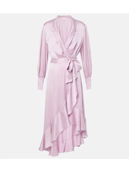 Rochie Zimmermann de mătase asimetrică de costum roz