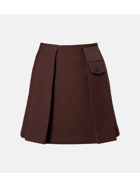 Fustă din piele Loewe plisată maro