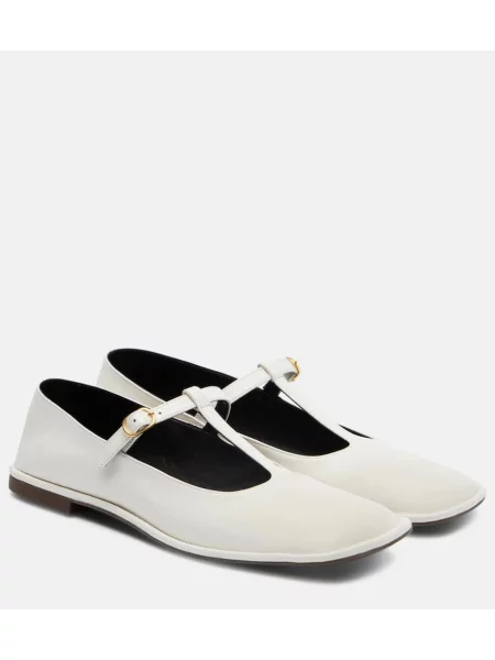 Balerini The Row din piele alb