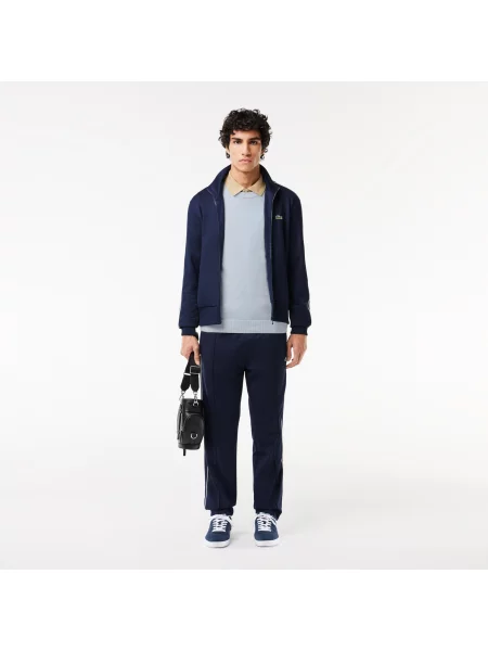 Lacoste Sweter Z Okrągłym Dekoltem Z Organicznej Bawełny niebieski