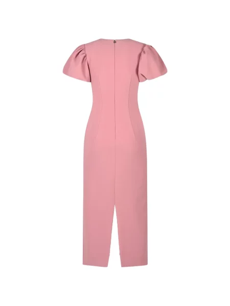 Rochie midi Rotate Birger Christensen cu model floral cu volane roz