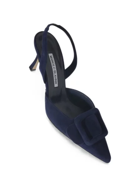 Pantofi cu toc Manolo Blahnik cu cataramă slingback albastru