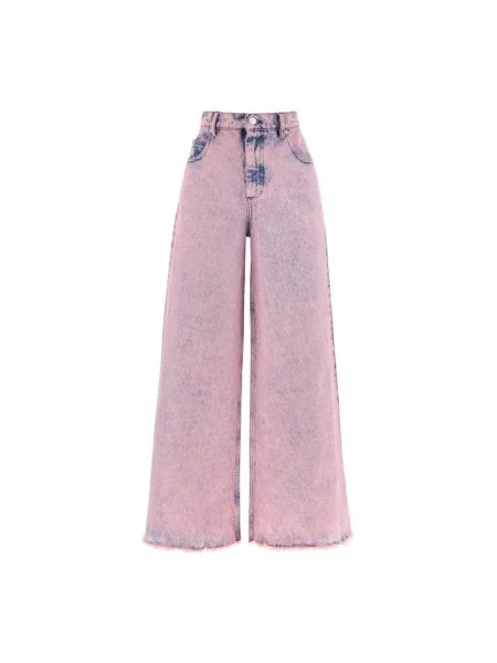 Jeansy Marni z wysoką talią z nadrukiem różowe