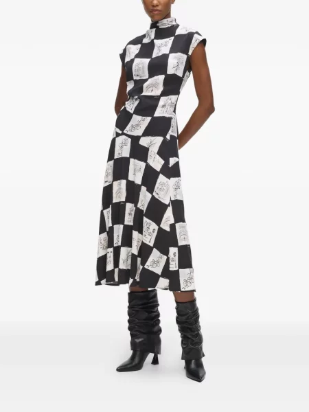 Rochie midi Karl Lagerfeld cu imagine negru