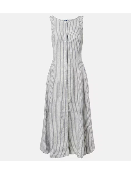 Rochie midi Polo Ralph Lauren de in cu dungi albastru